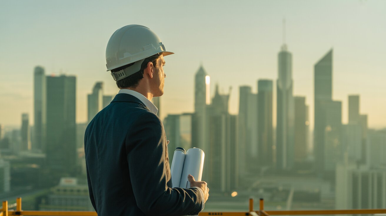 Engenheiro contemplando horizonte